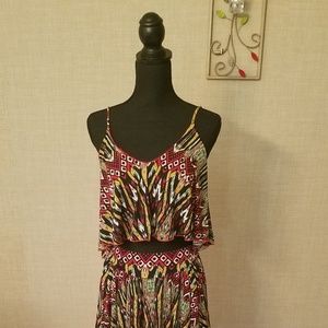 Vertical Hem Tribal Print Skirt Crop Top Size Med